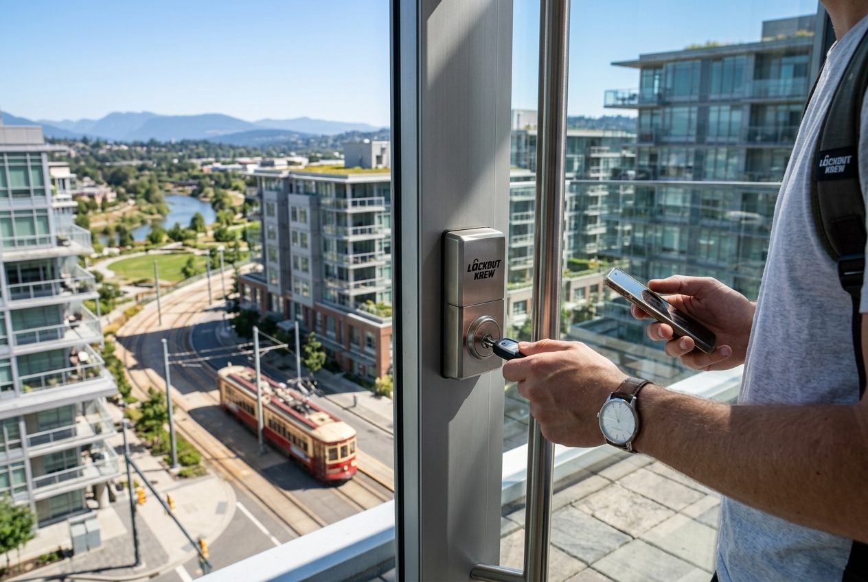 Lockout Krew locksmith opening a locked car door in a Mission Valley parking garage near Fashion Valley, San Diego